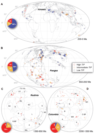 Palaeogeographic maps of metamorphic occurnces